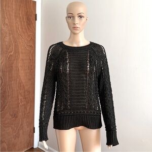 See By Chloe Open Stitches Long Sleeve Cable Knit Sweater Size 10